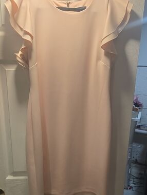 Tommy Hilfiger Blush Pink Ruffle-Sleeve Midi Dress